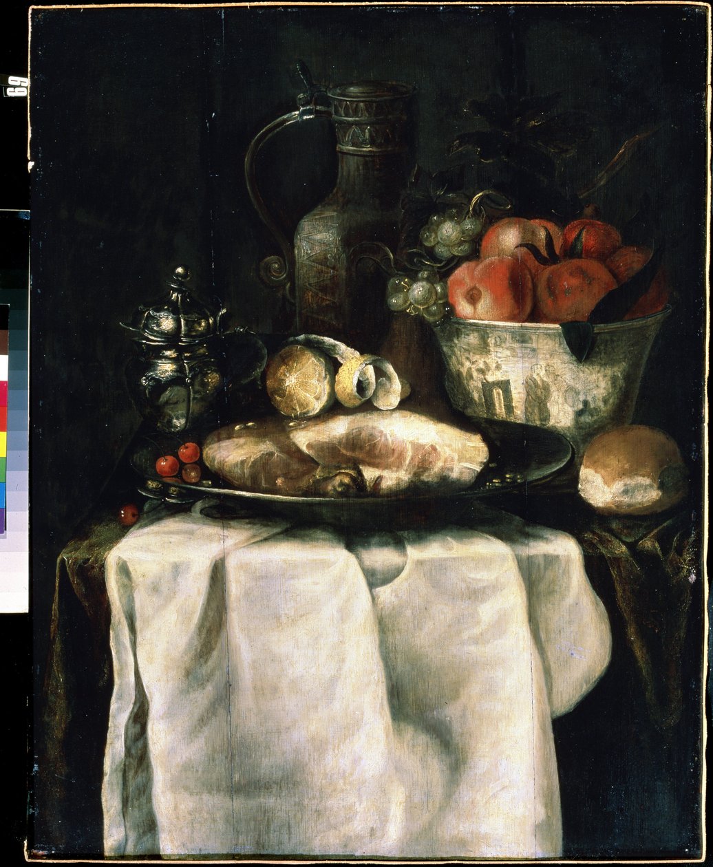Morgenmad med skinke (Morgenmad med skinke). Maleri af Alexandre Coosemans (1627-1689) af Alexander Coosemans