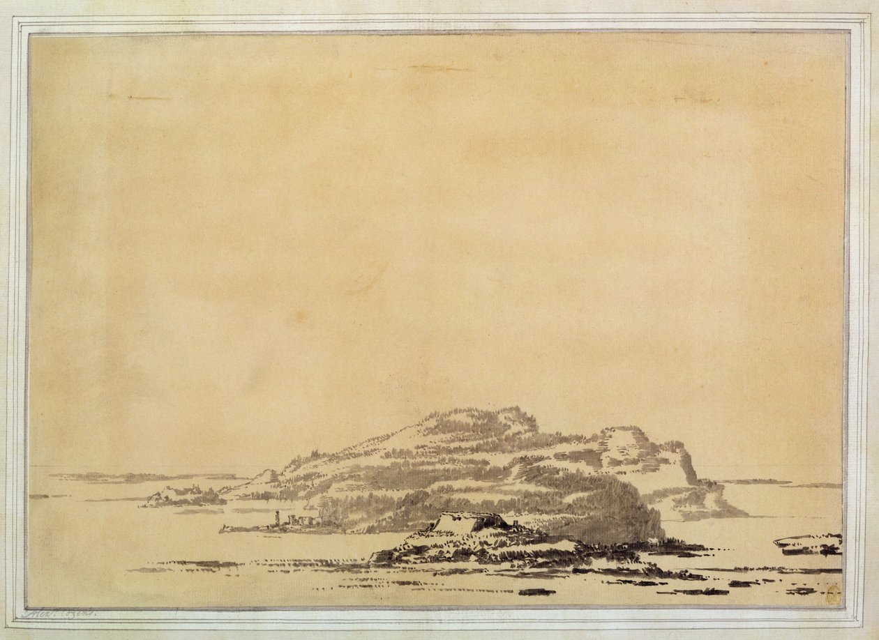 Fantastisk landskab, 1780-85 (vask med blyant på papir) af Alexander Cozens