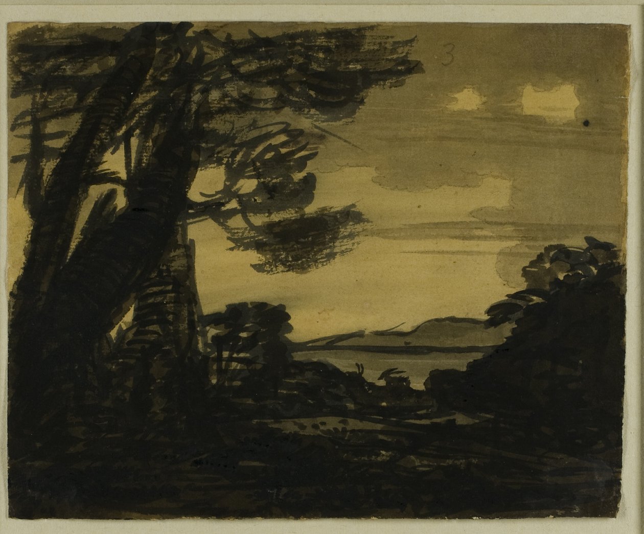 Geder på kanten af en sø af Alexander Cozens