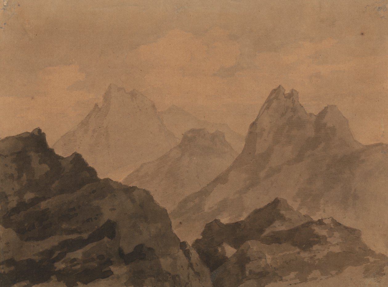 Bjergtoppe (A Mountain Study) af Alexander Cozens