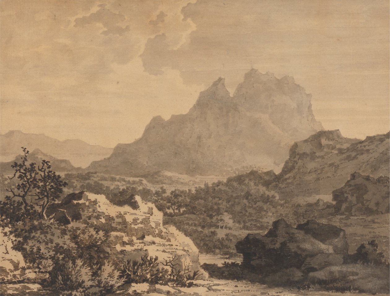 bjergrigt landskab af Alexander Cozens