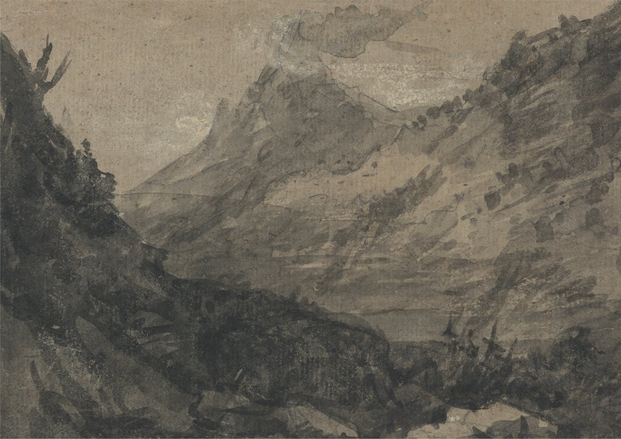 bjergrigt landskab af Alexander Cozens