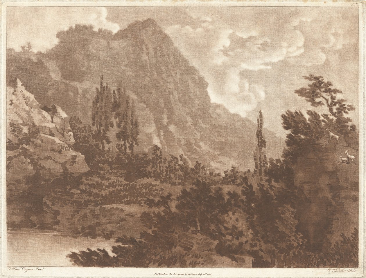 En anden tegning udført fra samme klat af Alexander Cozens and William Pether