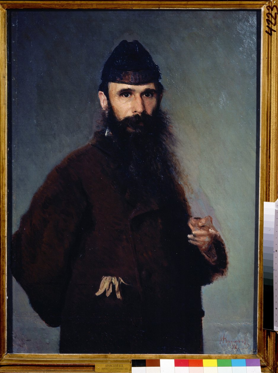 Portræt af kunstneren Alexander Litovtchenko (1835-1890). (Portræt af kunstneren A.Litovchenko). Peinture af Ivan Nikolayevich Kramskoi (1837-1887), huile sur toile af Alexander Dimitrievitch Litovtchenko