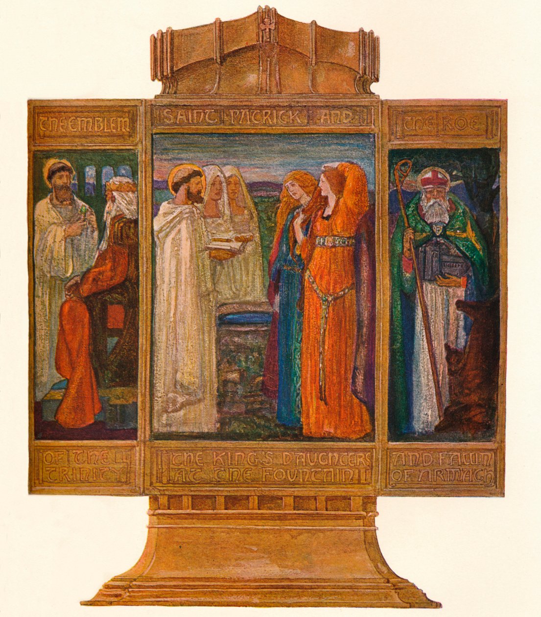 Triptykon i malede emaljer: Scener fra St. Patricks liv, 1903 af Alexander Fisher