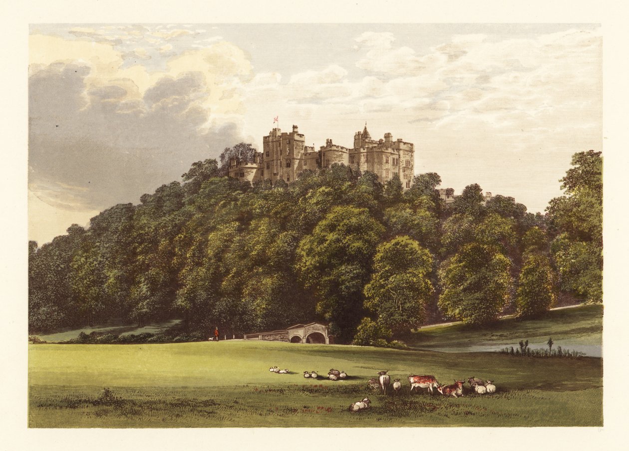 Dunster Castle, Somersetshire, England. ,1880 (gravering) af Alexander Francis (after) Lydon