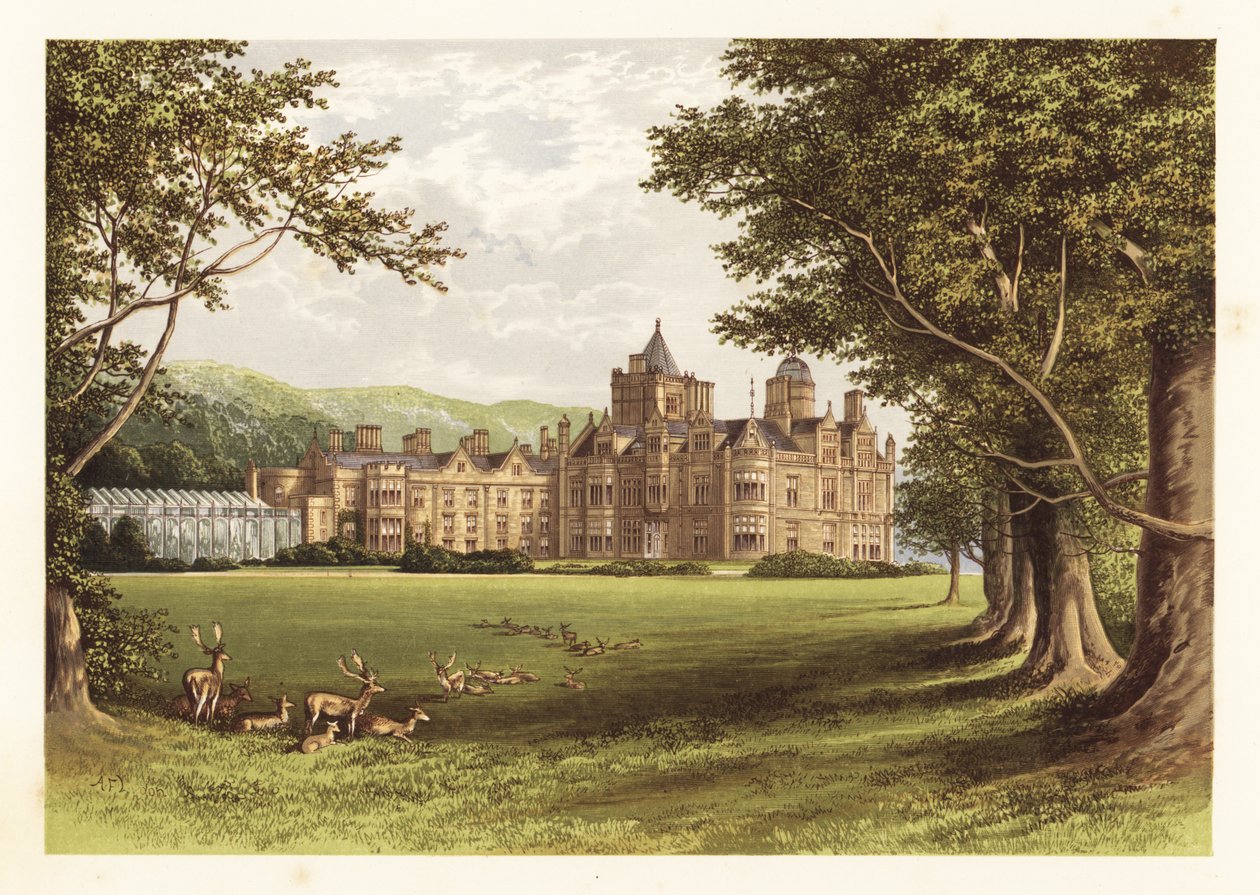 Holker Hall, Lancashire, England. ,1880 (gravering) af Alexander Francis (after) Lydon