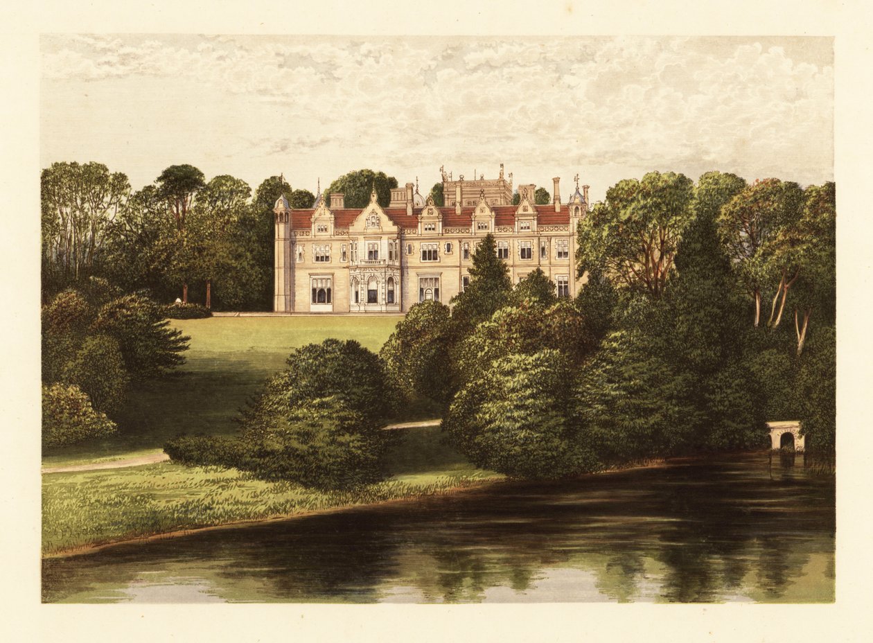 Keele Hall, Staffordshire, England., 1880 (gravering) af Alexander Francis (after) Lydon