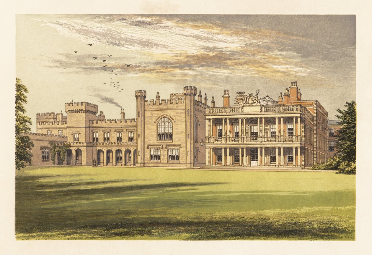 Knowsley Hall, Lancashire, England. ,1880 (gravering) af Alexander Francis (after) Lydon