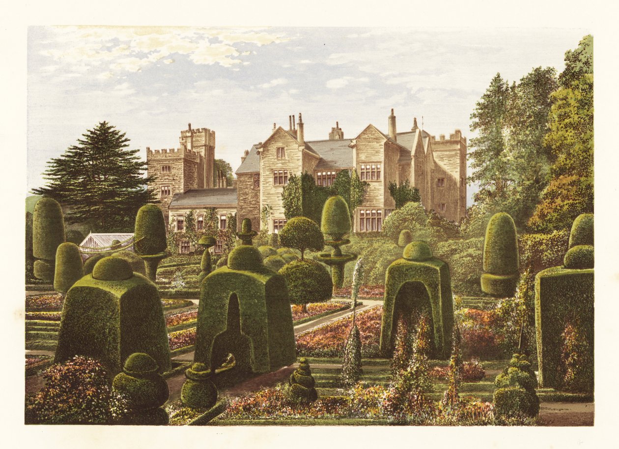 Levens Hall., Cumbria, England. ,1880 (gravering) af Alexander Francis (after) Lydon