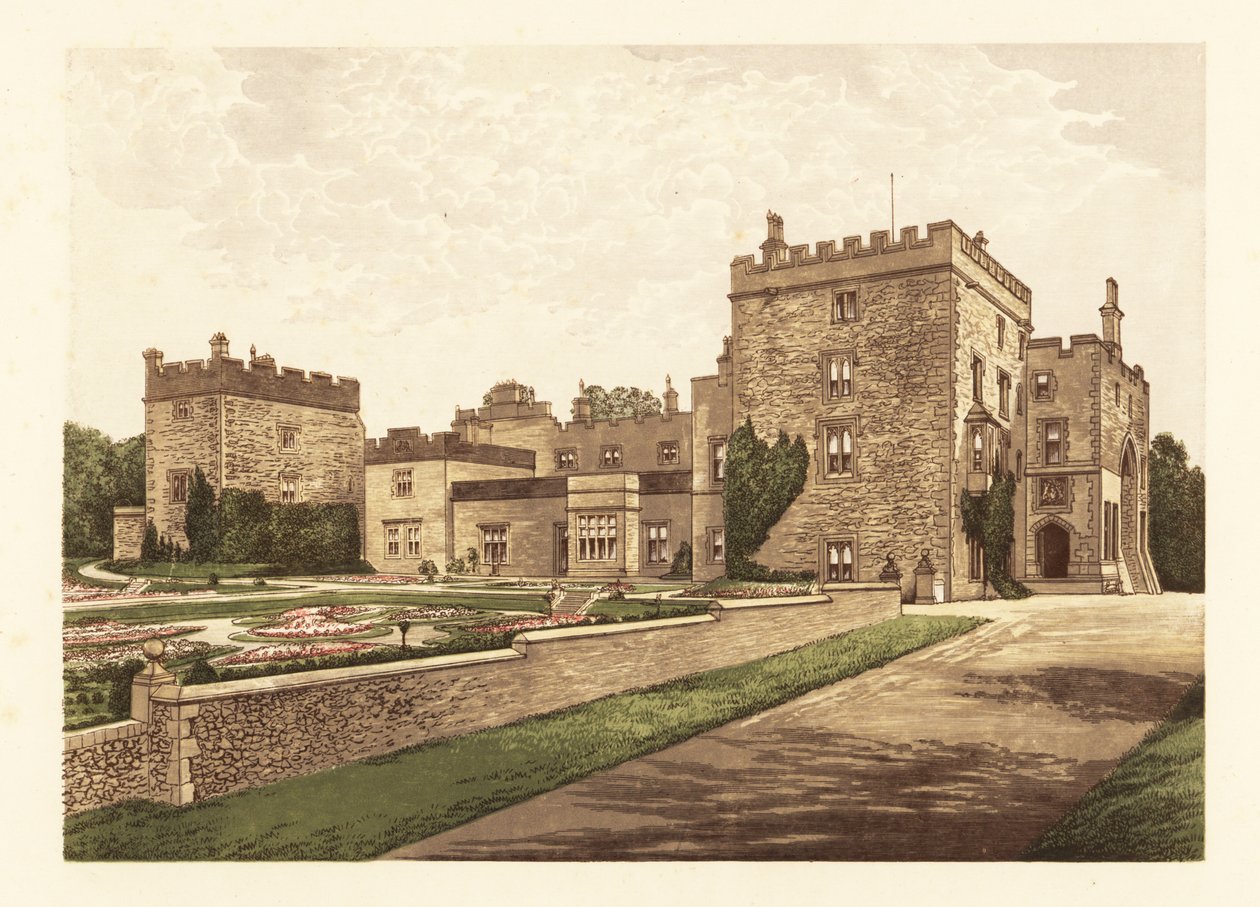 Muncaster Castle, Cumbria, England. ,1880 (gravering) af Alexander Francis (after) Lydon