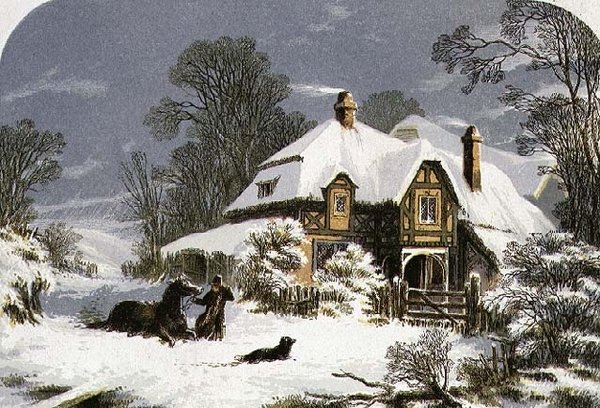At vende hjem gennem sneen (gravering) af Alexander Francis (after) Lydon