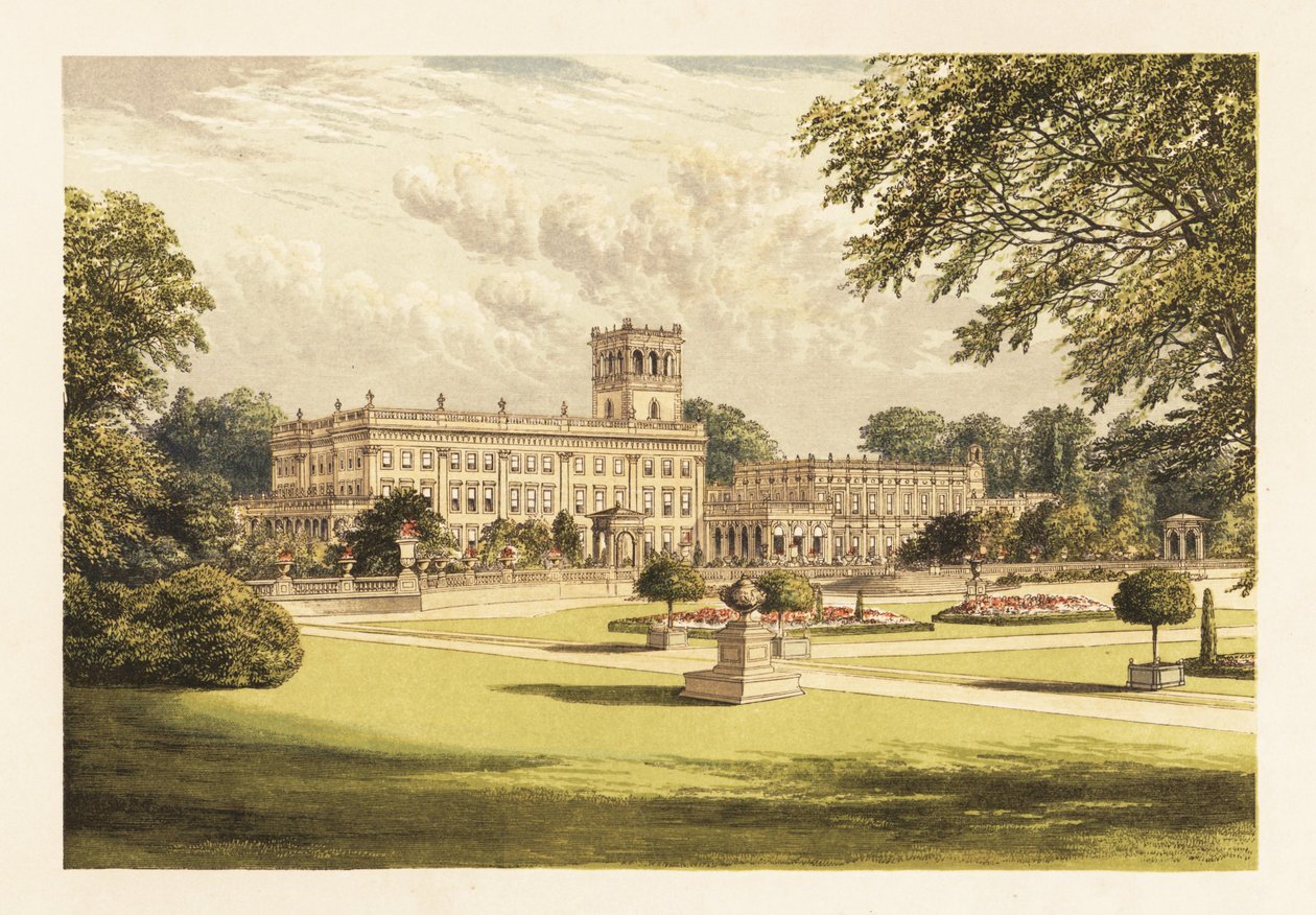 Trentham Hall, Staffordshire, England. ,1880 (gravering) af Alexander Francis (after) Lydon