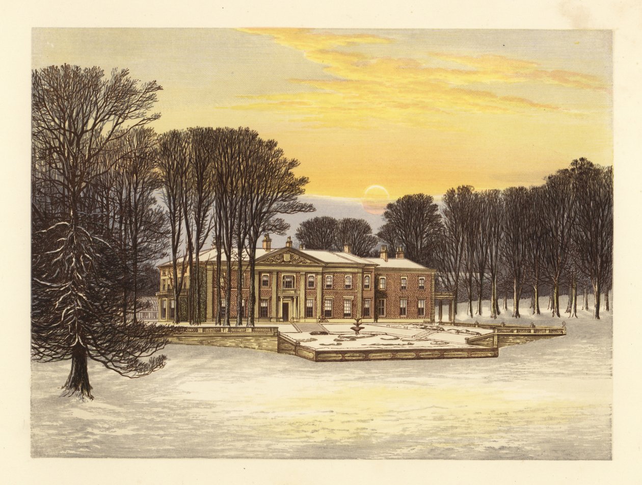 Vinterscene med Down House, Dorsetshire, England. af Alexander Francis (after) Lydon