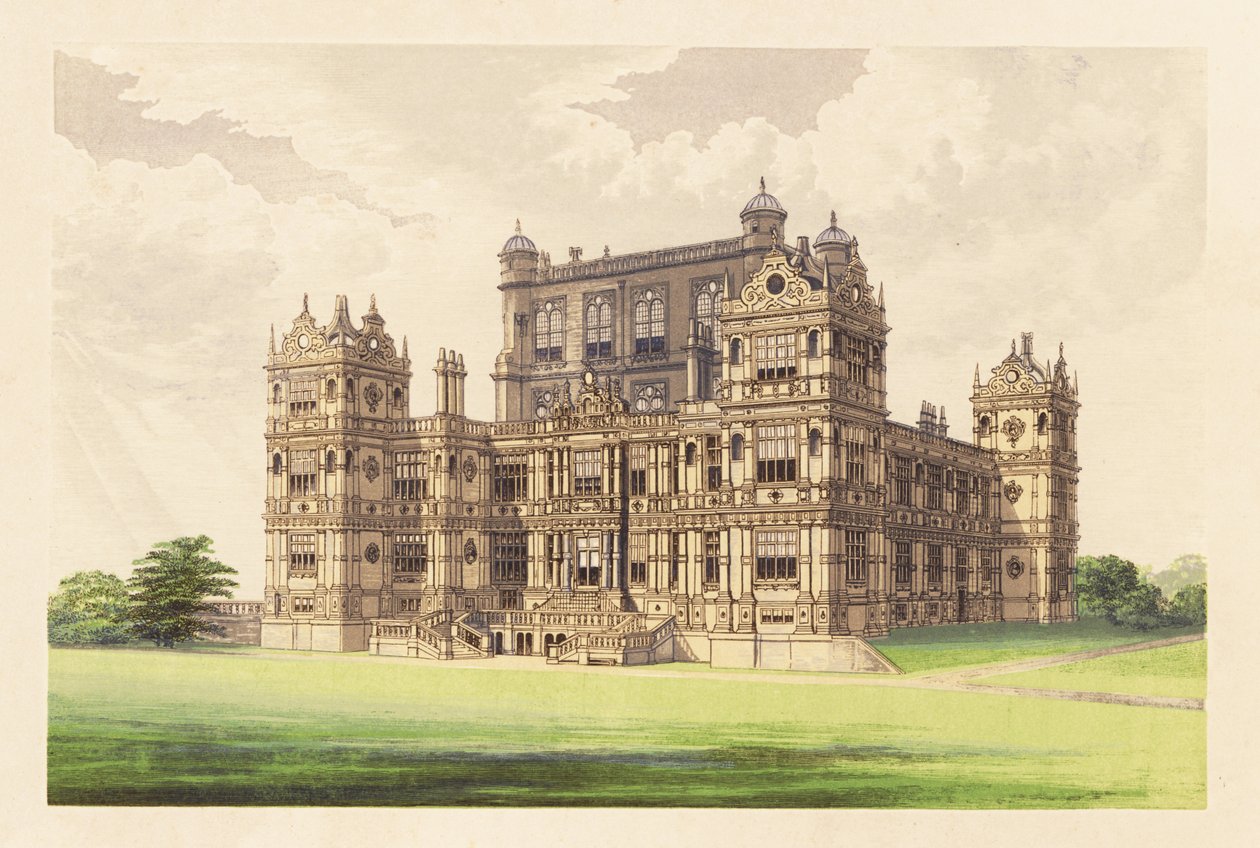Wollaton Hall, Nottingham, England. ,1880 (gravering) af Alexander Francis (after) Lydon