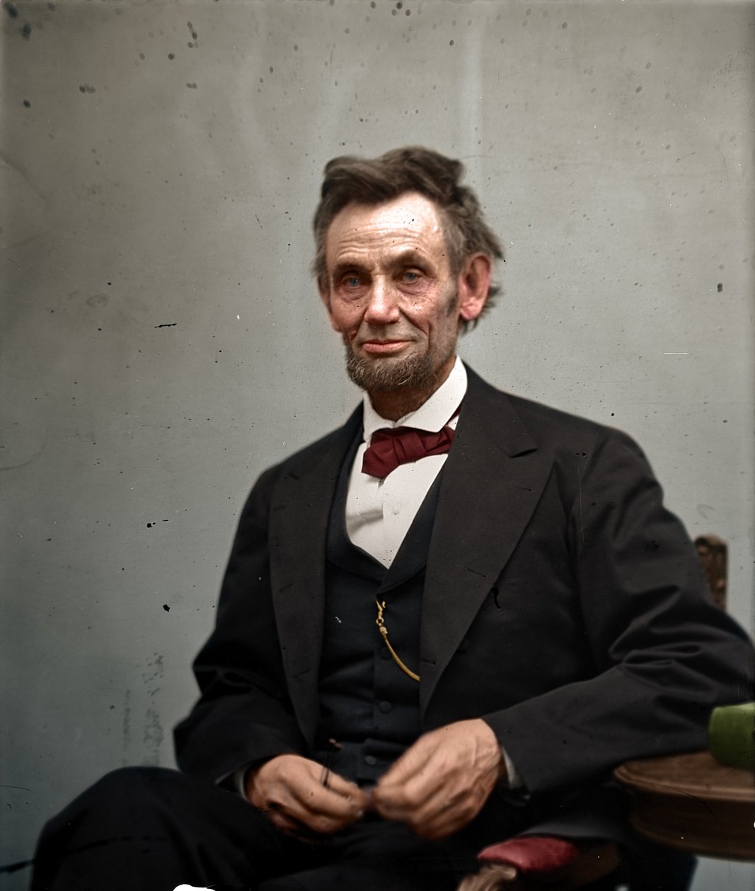 Abraham Lincoln i februar 1865, farvelagt af Alexander Gardner