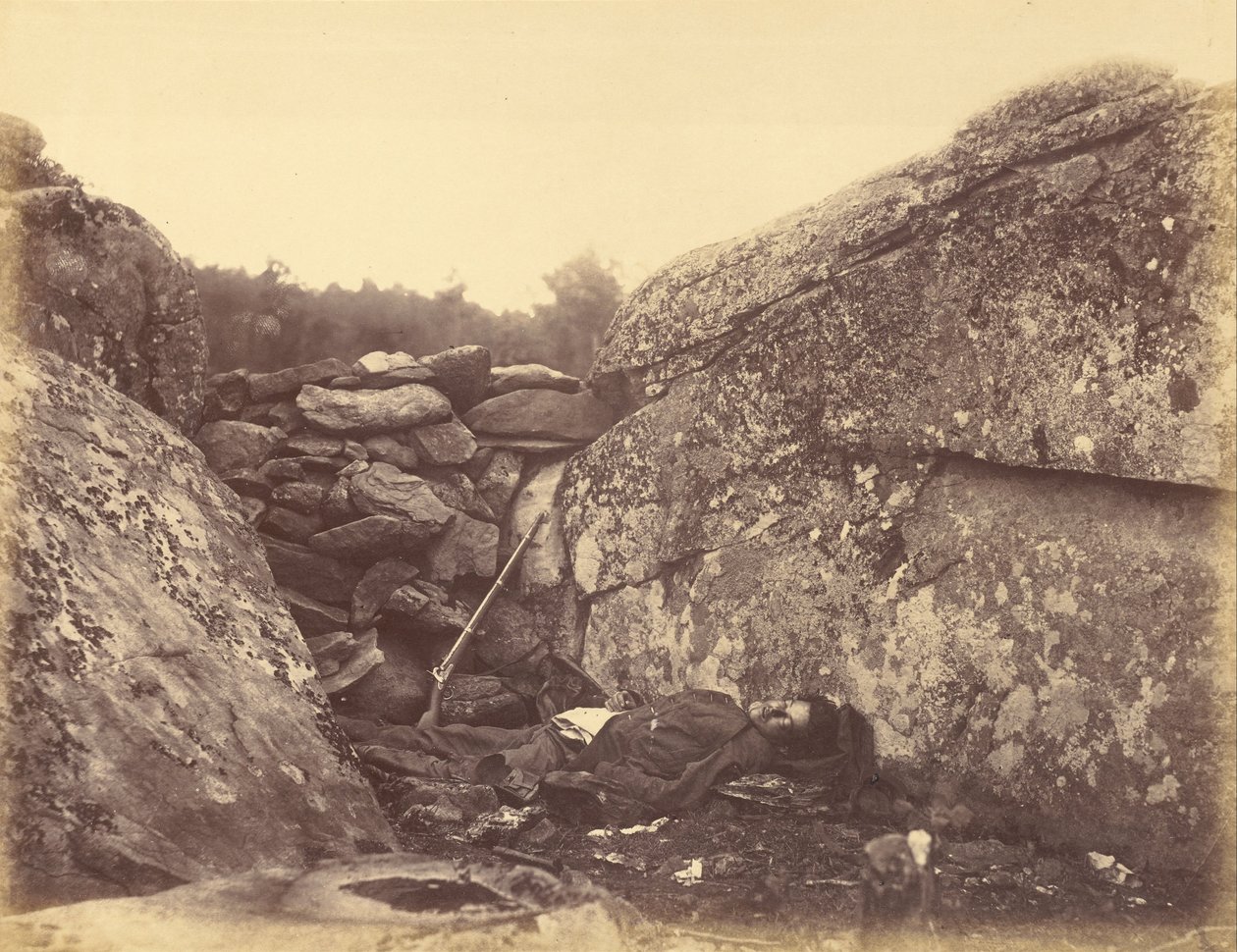 Hjem for en Rebel Sharpshooter, Gettysburg af Alexander Gardner