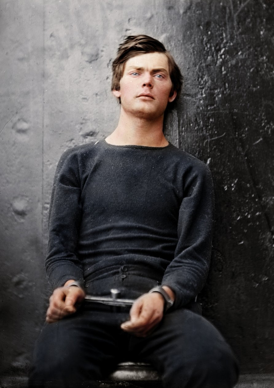 Lewis Powell i håndledsjern ombord på USS Saugus, 1865 af Alexander Gardner