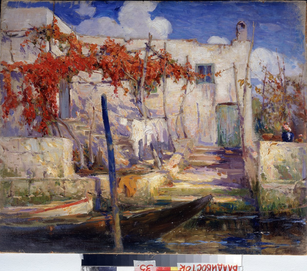 Landskabet. I Syden. (Landskab. I Syd). Maleri af Alexander Fyodorovich Gaush (1873-1947), olie på lærred, russisk kunst, begyndelsen af ​​det 20. århundrede. Primorsk State Art Gallery, Vladivostok (Rusland). af Alexander Gaush
