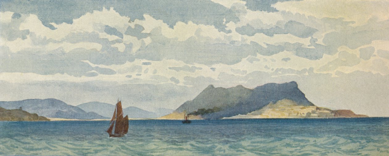 Gibraltar fra Vesten, c1880 1905. af Alexander Henry Hallam Murray