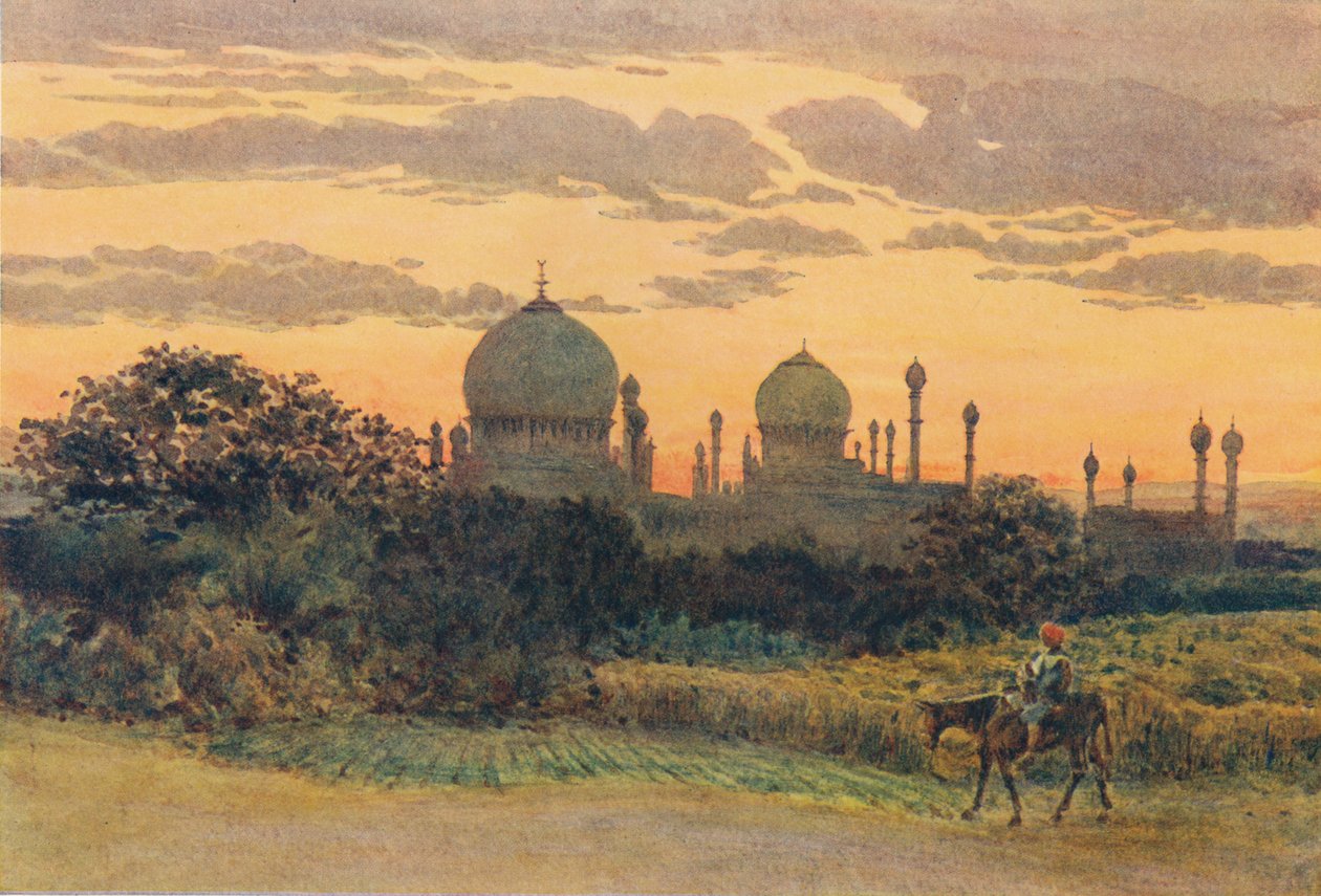 Solnedgang bag Ibrahim Roza, Bijapur, c1880 1905. af Alexander Henry Hallam Murray