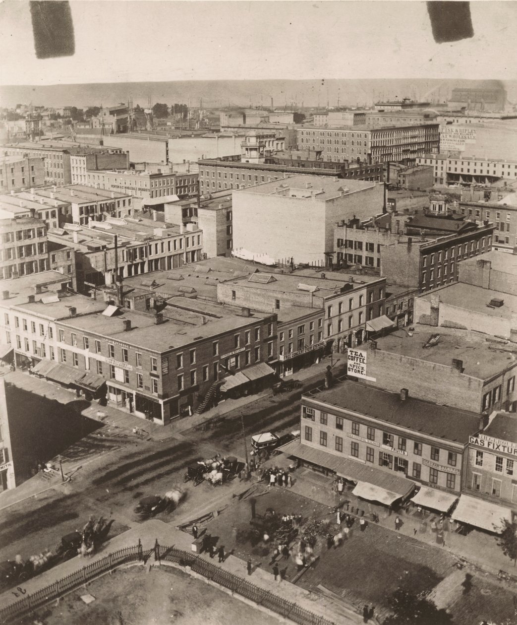 Udsigt nordøst fra kuppelen på retsbygningen i Chicago, 1858 af Alexander Hesler