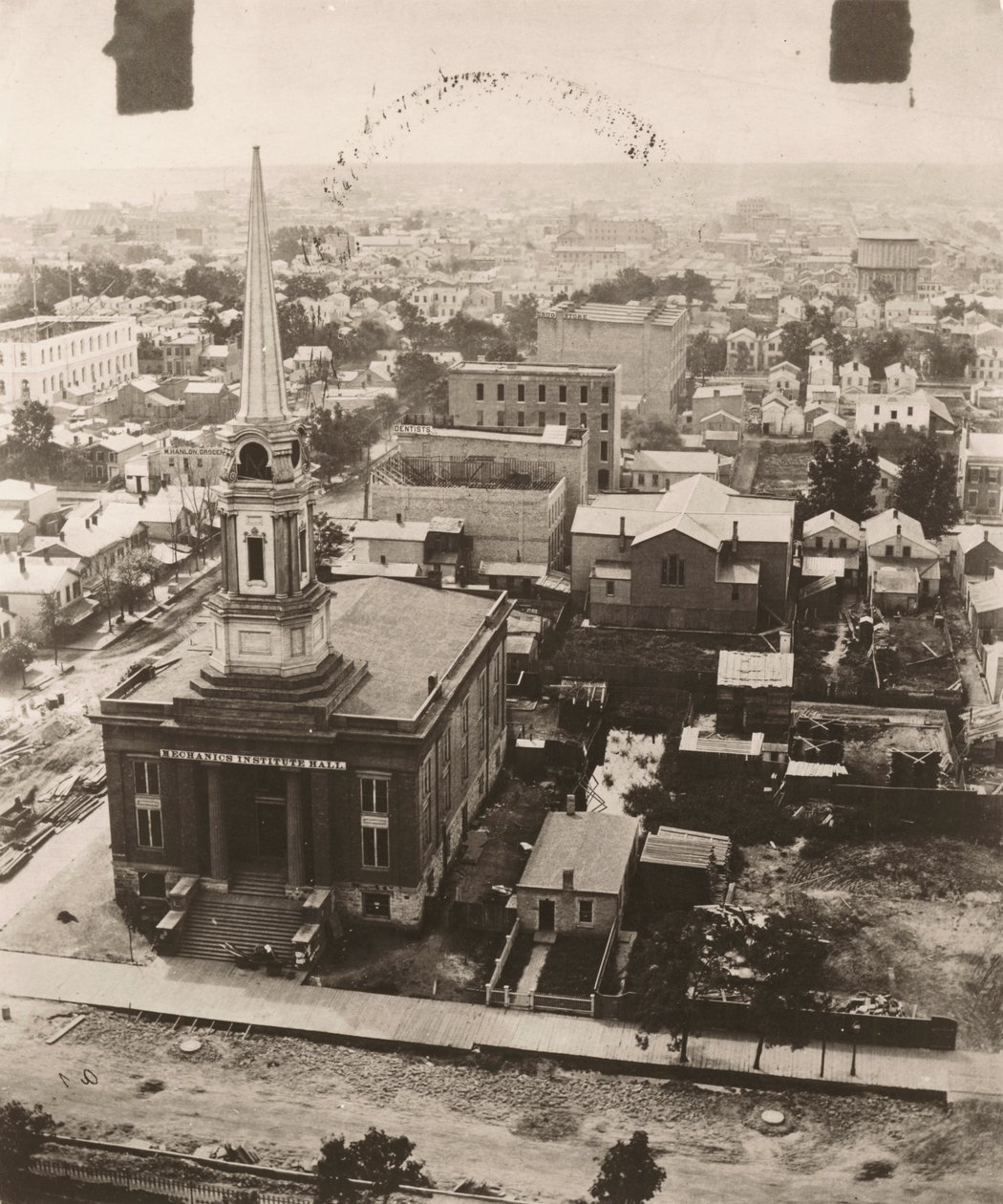 Udsigt mod syd fra kuppelen på retsbygningen i Chicago, 1858 af Alexander Hesler