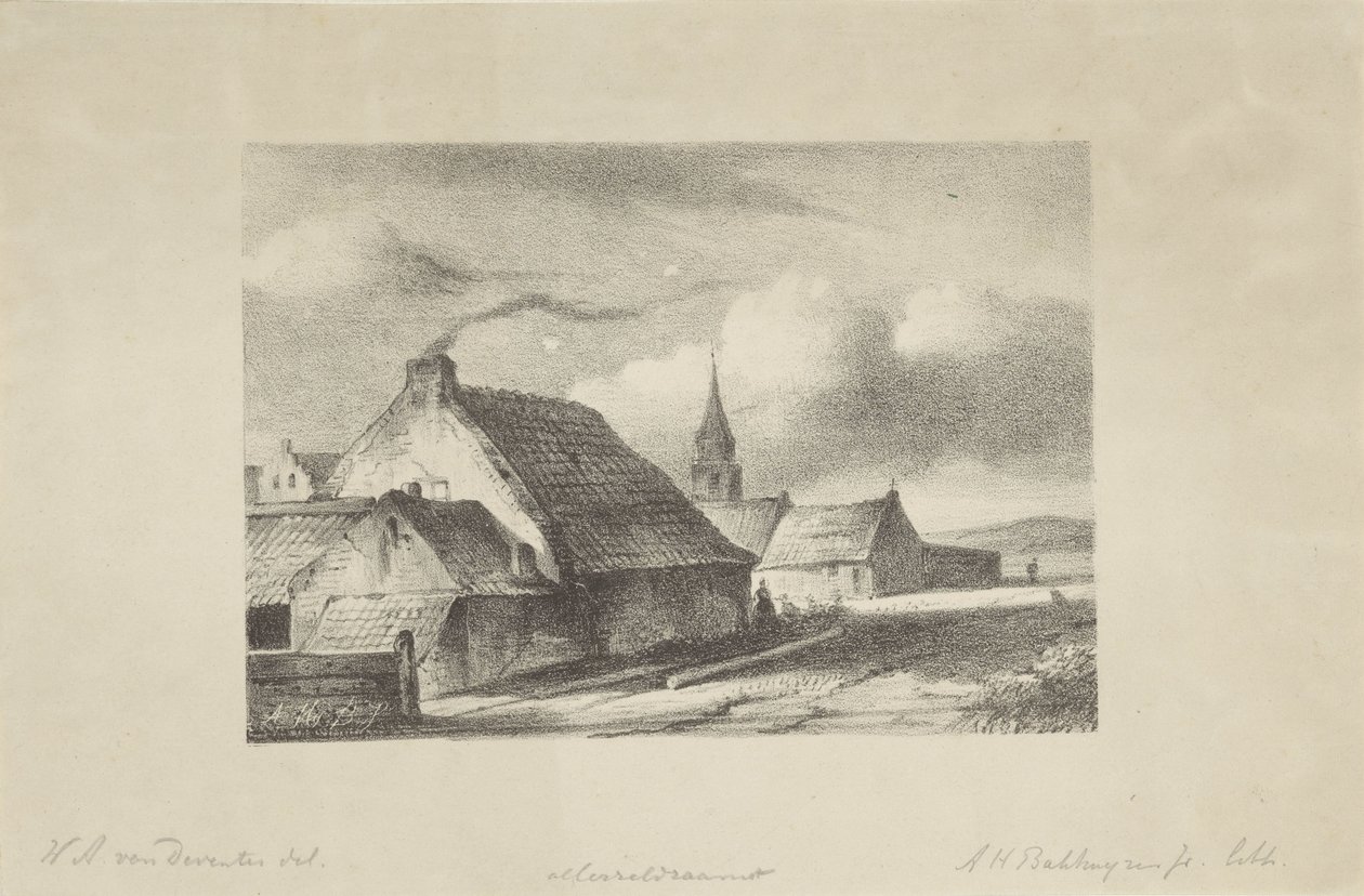 Huse og et kirketårn i Katwijk af Alexander Hieronymus Bakhuyzen (II)
