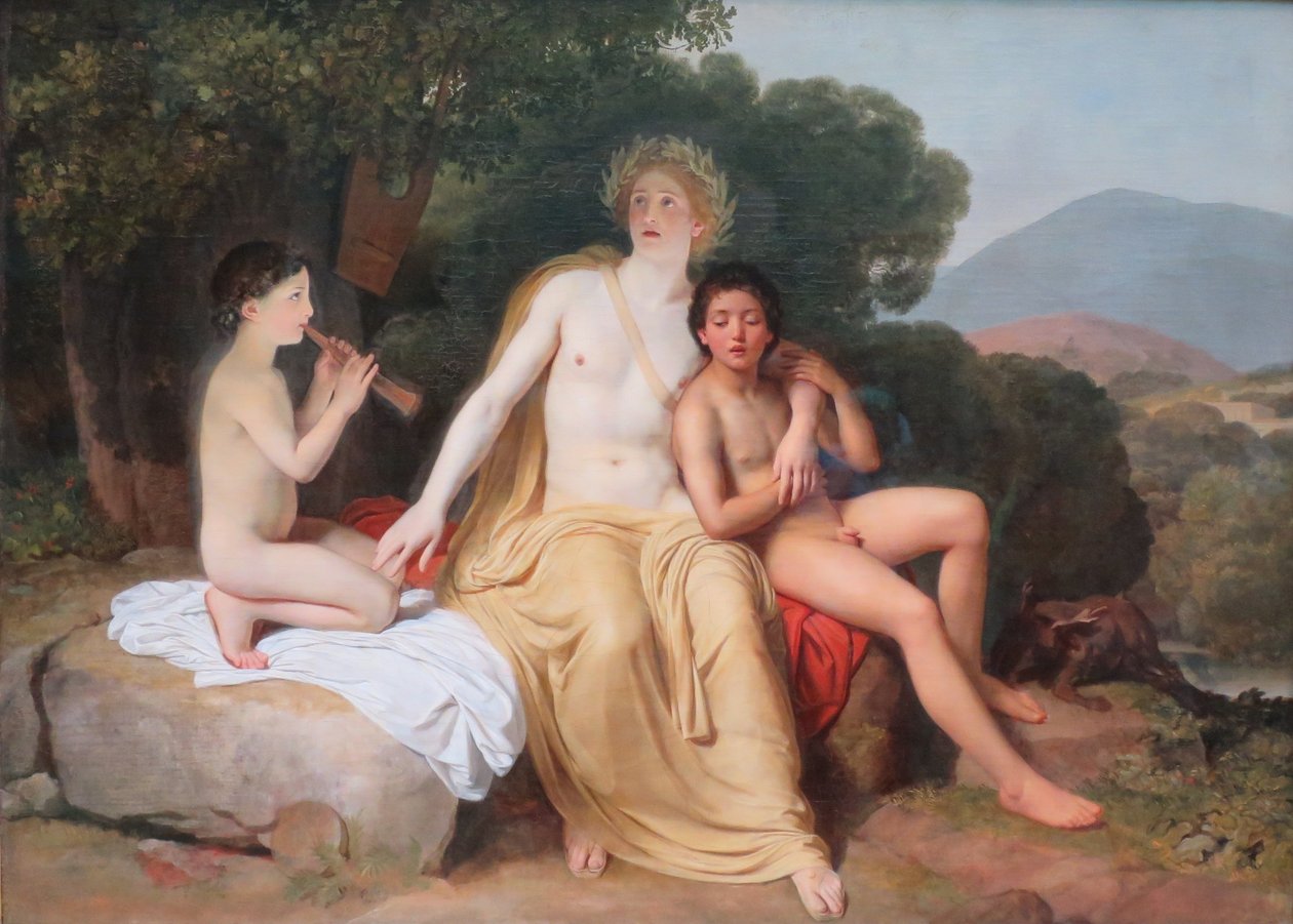 Russisk: "Apollo, Hyacinthus og Cyparissus spiller musik og synger" Apollo, Hyacinthus og Cyparissus spiller musik og synger af Alexander Ivanov