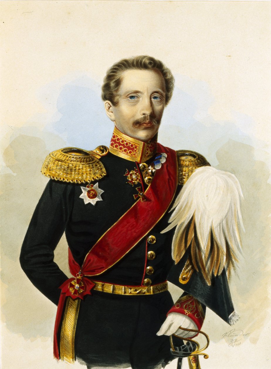 Portræt af atamanen fra Don Cossack-hæren, Mikhail Grigorievich Khomutov. Værk af Alexander Ivanovich Klunder (1802-1875), akvarel på papir af Alexander Ivanovich Klünder