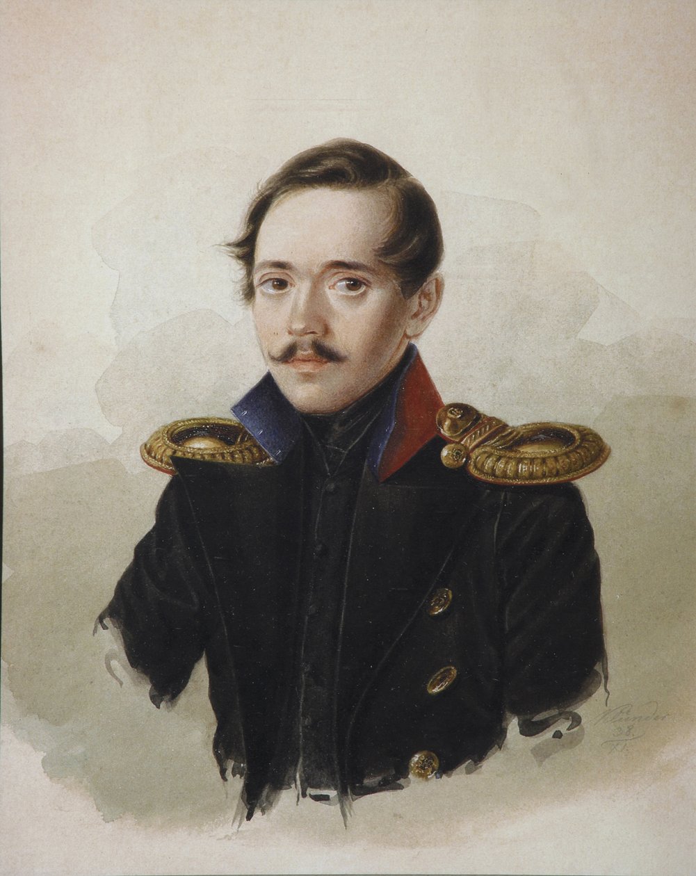 Portræt af digteren Mikhail Lermontov 1814-1841, 1839 af Alexander Ivanovich Klünder