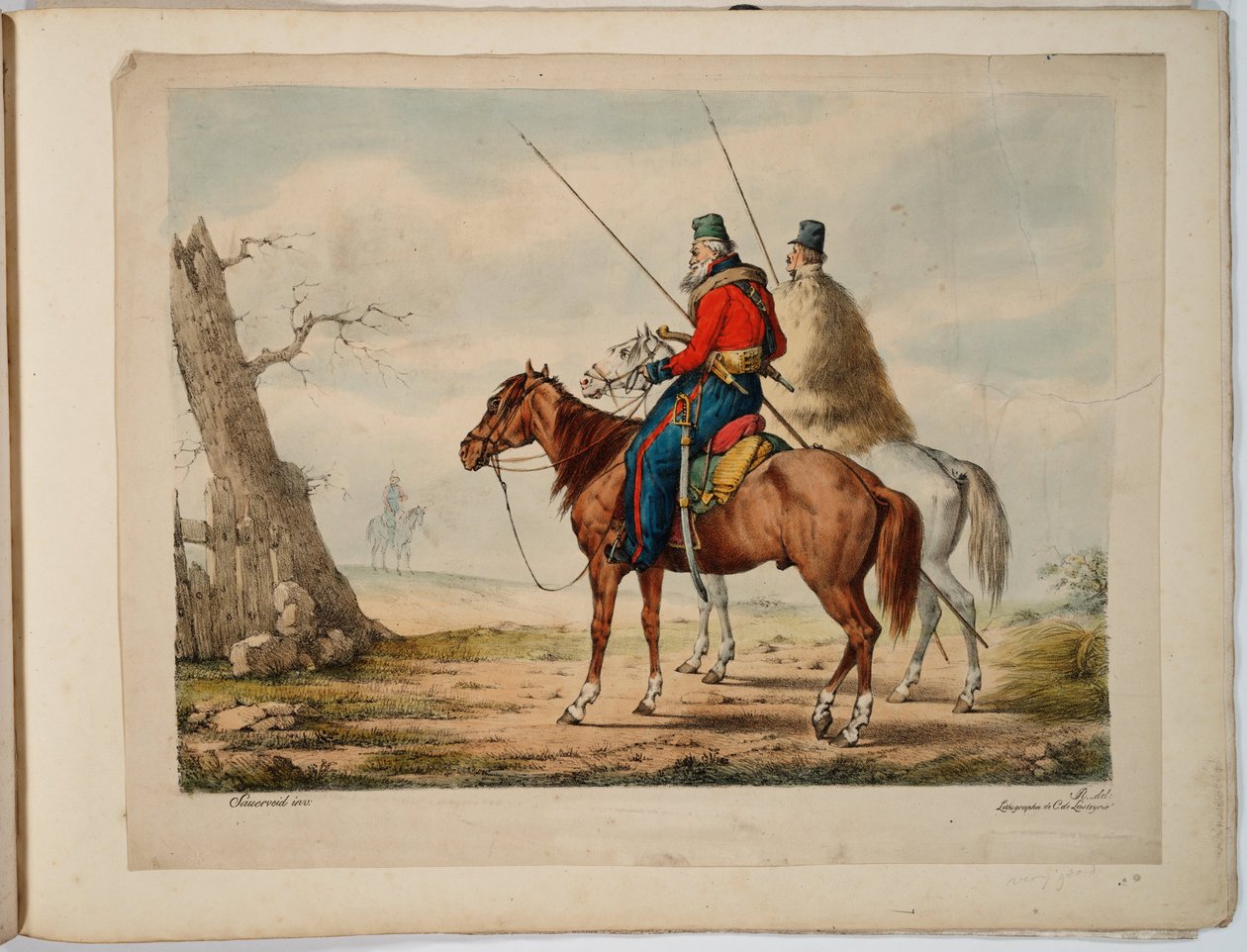 Kosakker - Sauerweid, Alexander Ivanovich (1783-1844) - 1815-1819 - Farvelitografi - 52,3x68,7 - Privat samling af Alexander Ivanovich Sauerweid
