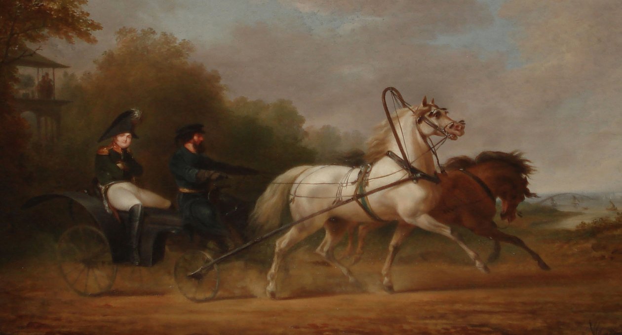 Zar Alexander I kører en droschki (olie på lærred) af Alexander Ivanovich Sauerweid