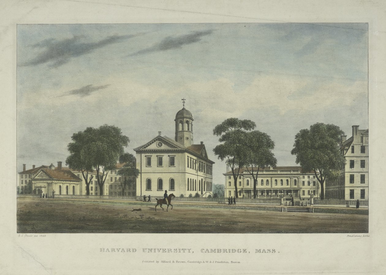 Harvard University, Cambridge, Mass., 1828 af Alexander Jackson Davis
