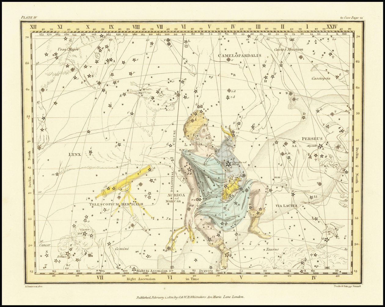 1822 - Alexander Jamieson - Auriga, vognstyreren (med Hercules-teleskopet) af Alexander Jamieson