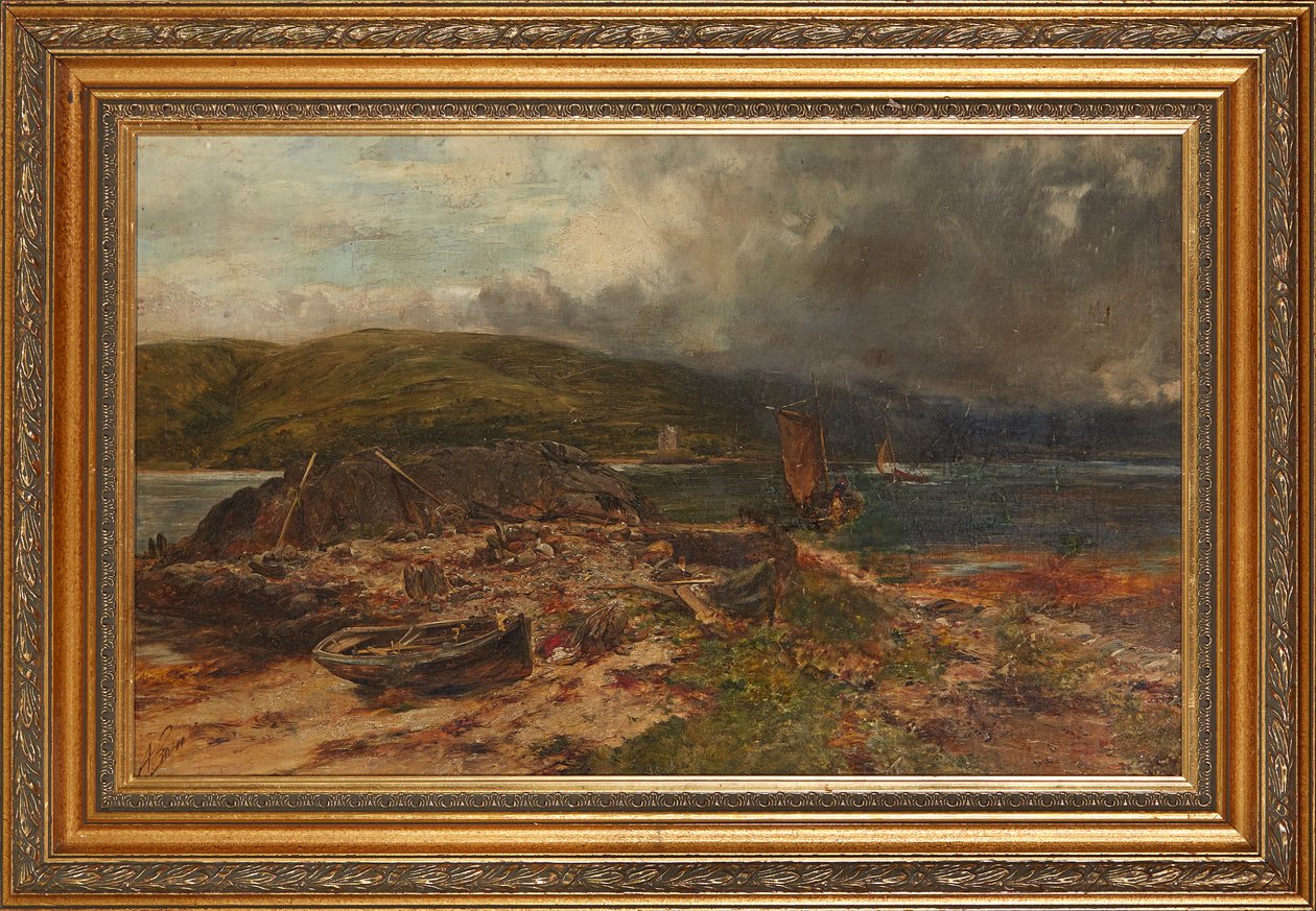 Campingpladsen (olie på lærred lagt ombord) af Alexander Jnr. Fraser
