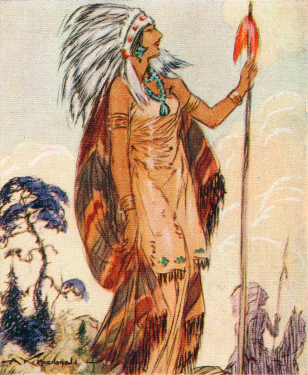 Pocahontas, indianerchefens datter, der reddede John Smith, 1937 af Alexander K. MacDonald