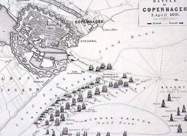 Plan over slaget ved København, 2. april 1801, ca. 1830