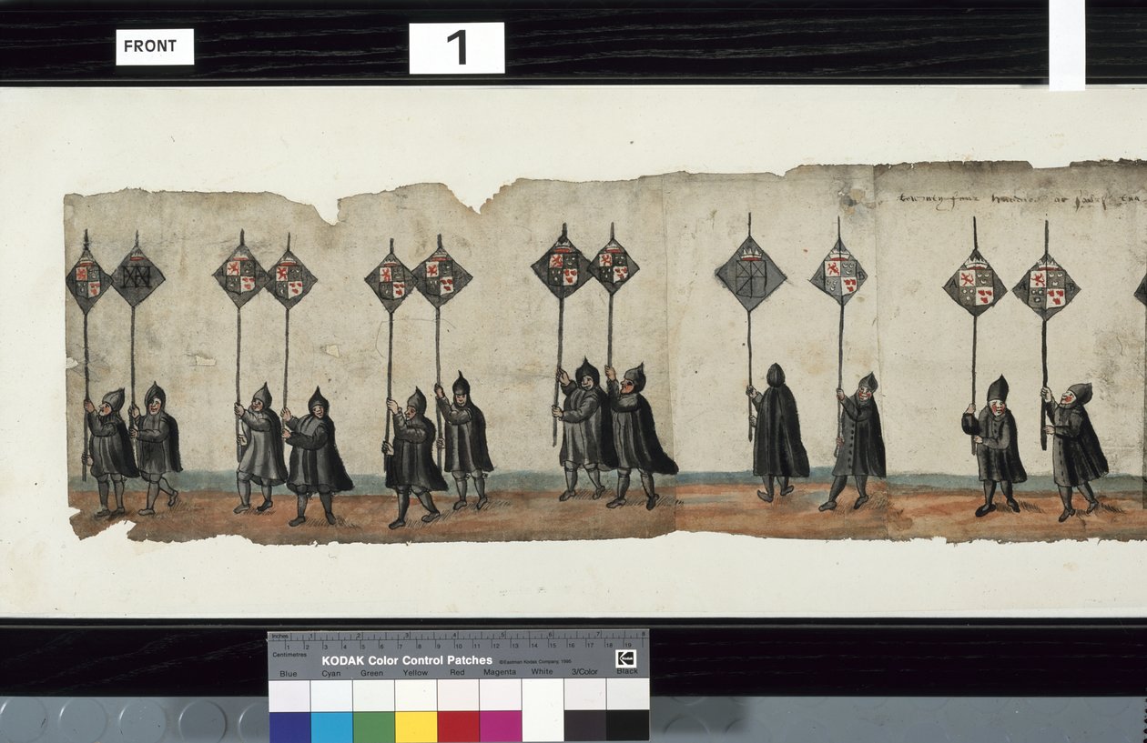 Detalje fra The Huntly Funeral Procession, der siges at være blevet brugt til obsequies af George 1st, Marquess of Huntly af Alexander Kincaid