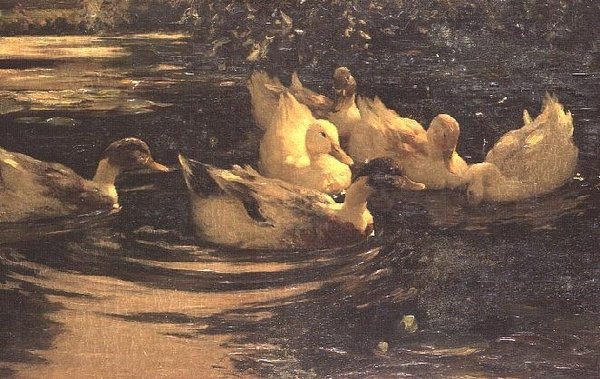 Ænder på en dam af Alexander Koester
