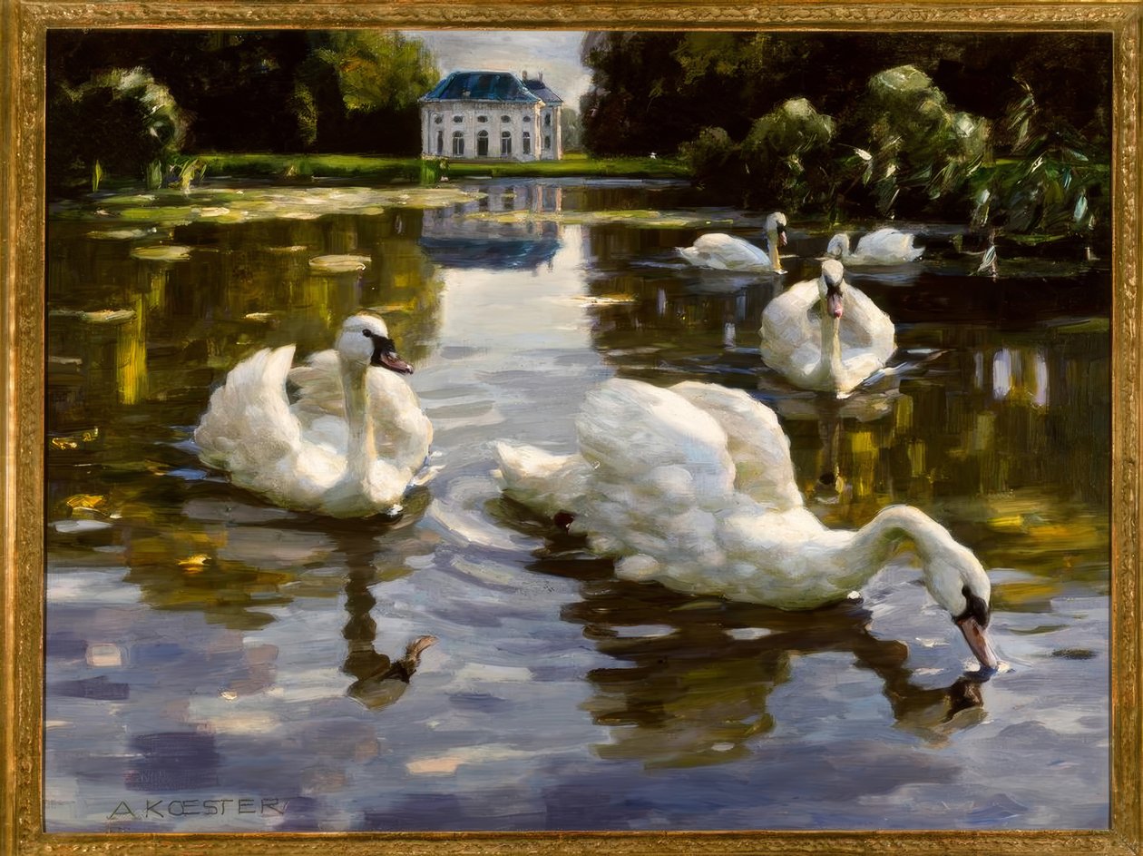 A. Koester, svaner i Nymphenburg af Alexander Köster