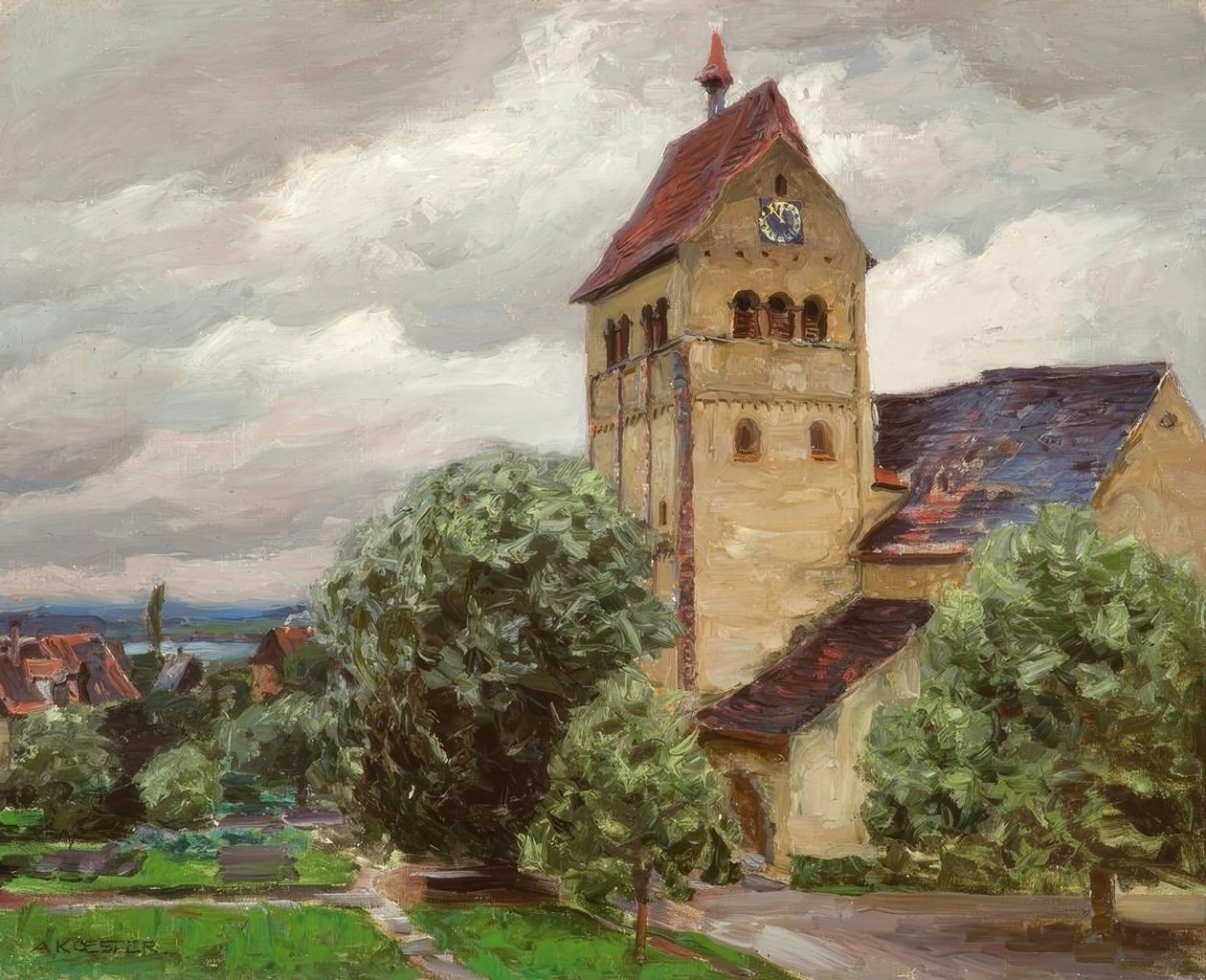 Reichenau, Marienmünster / maleri af Alexander Koester af Alexander Köster