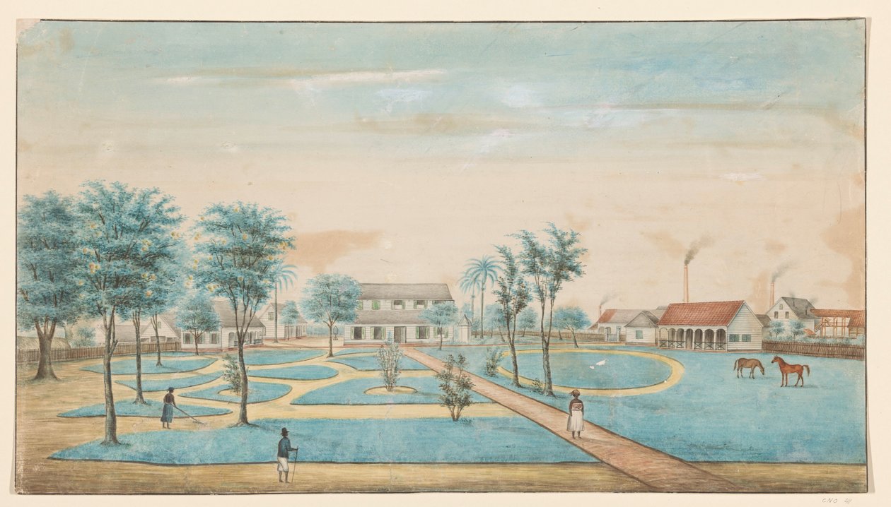 Udsigt over sukkerplantagen Catharina Sophia af Alexander Ludwich Brockmann