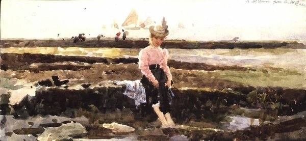 Ung pige padler (akvarel) af Alexander M. Rossi