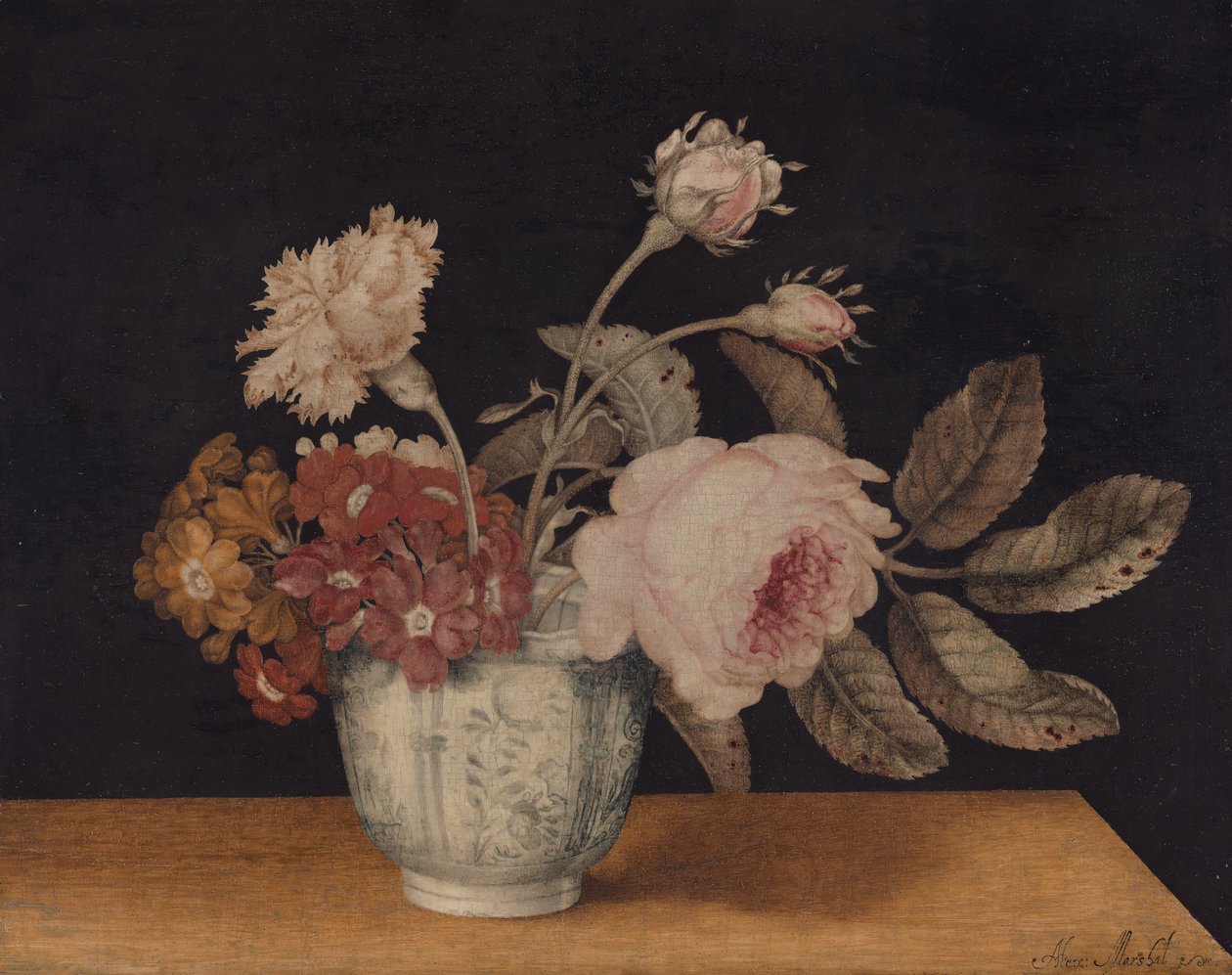 Blomster i en Delft-krukke, 1663. af Alexander Marshal