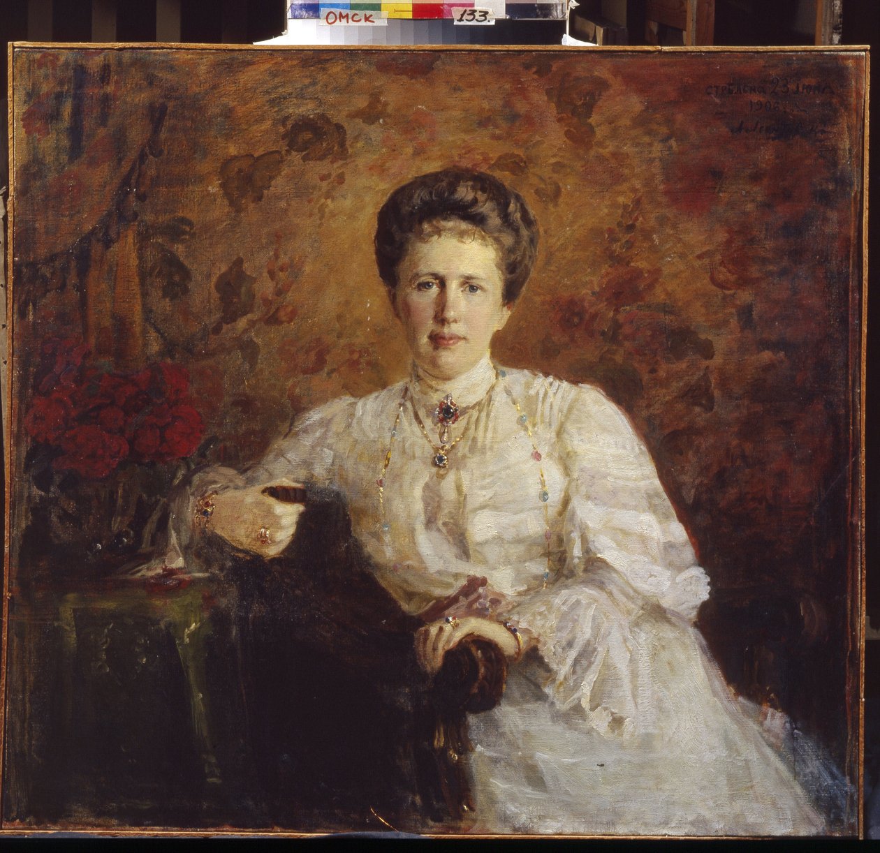 Portræt af storhertuginde Elizaveta Mavrikievna af Rusland (Portræt af storhertuginde Elizaveta Mavrikievna af Rusland). Maleri af Alexander Mikhaylovich Leontovsky (1865-1928), olie på lærred af Alexander Mikhaylovich Leontovsky