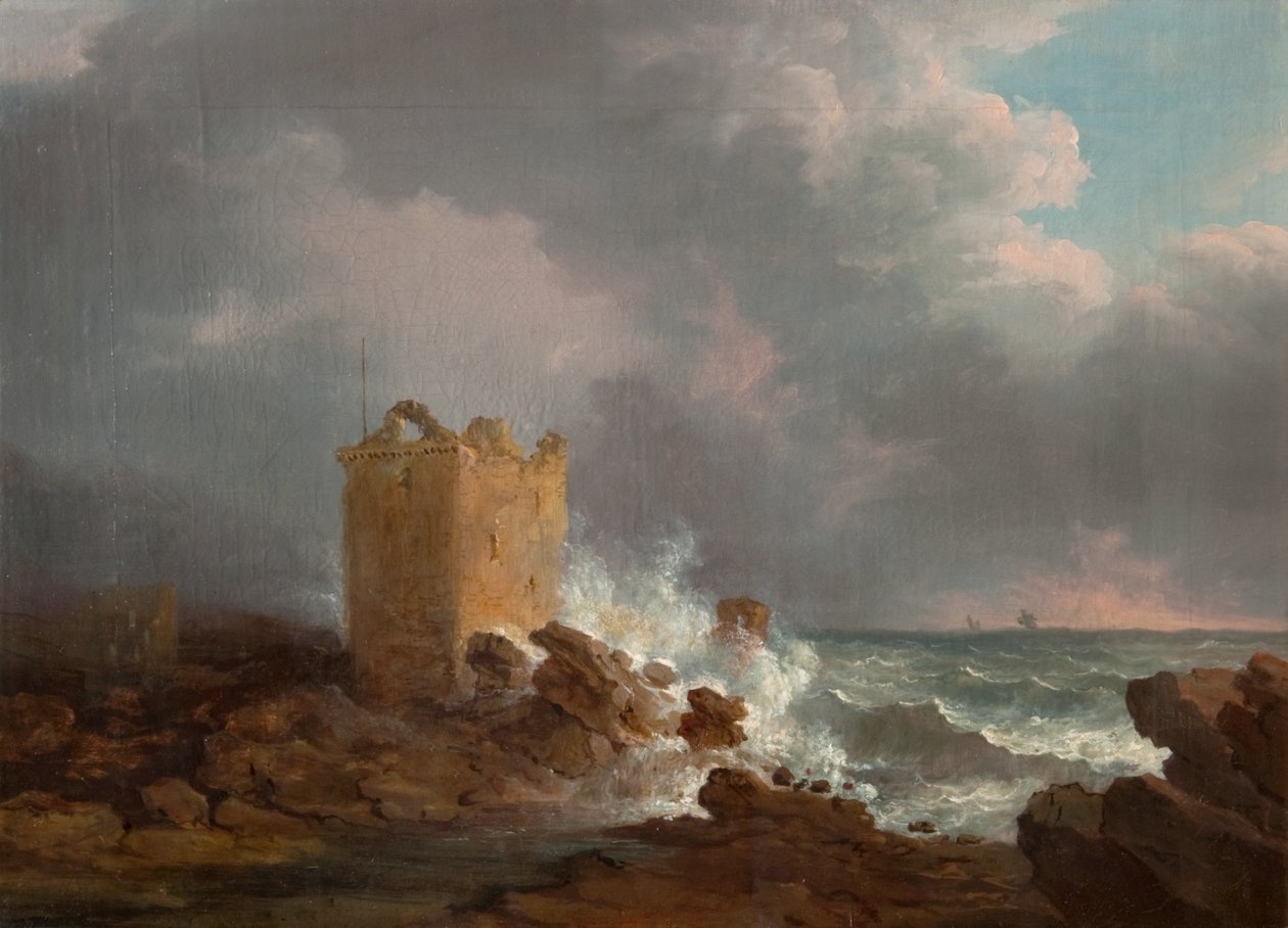 Broughty Castle Under a Storm, ca. 1810 (olie på lærred) af Alexander Nasmyth