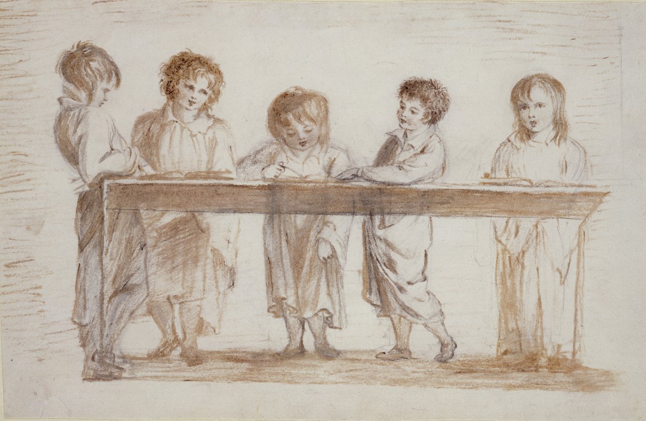 Choirboys (blyant og farveblyant på papir) af Alexander Nasmyth