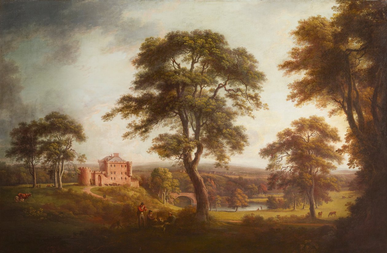 Dalhousie Castle (olie på lærred) af Alexander Nasmyth