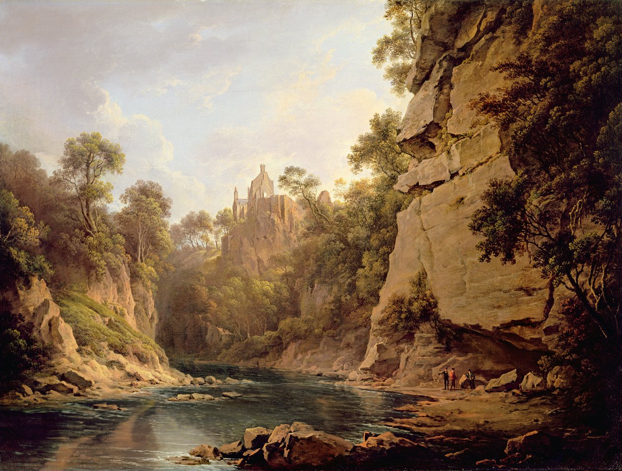 Hawthornden Castle, nær Edinburgh, ca. 1820-22 af Alexander Nasmyth